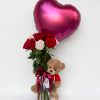 Enamora con rosas, osito y globo
