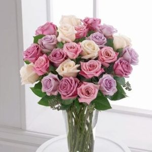 Florero con 36 Rosas Tonos Pastel