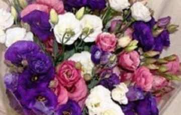 Ramo Circular con Lisianthus Rosado, blanco y morado
