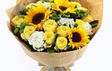 Ramo Circular de Girasoles y Rosas