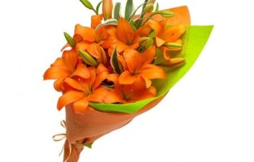 Ramo extendido con lilium naranja