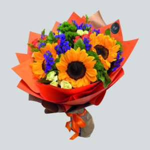 Ramo Girasoles & Minirosas Atardecer – Exóticas Flores®