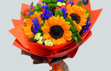 Ramo Girasoles & Minirosas Atardecer – Exóticas Flores®