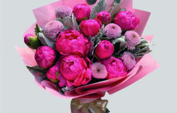 Ramo Peonías Fucsias & Pompones Rosa Malva – Exóticas Flores®