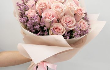 Ramo de Rosas Rosadas y Limonium
